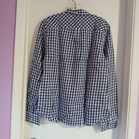 Untuckit Belleza Women's Button Up Long Sleeve Blue Gingham Shirt SZ 4 - Picture 5 of 7